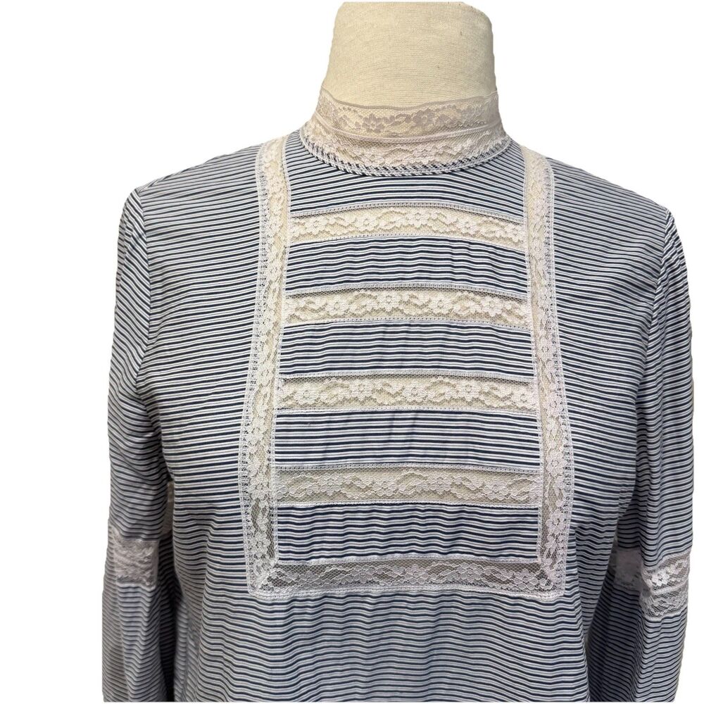 Ralph Lauren Womens Shirt Blouse Med Lace Trim Victorian Cottagecore Steampunk - Picture 3 of 10
